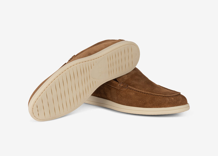 Mocassino in suede marrone bruciato
