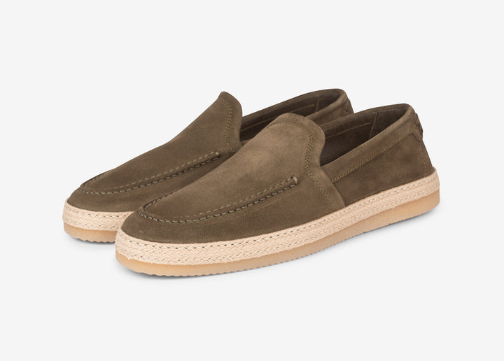Mocassino di ispirazione espadrillas verde oliva