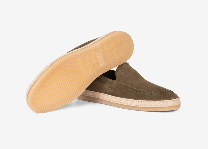Mocassino di ispirazione espadrillas verde oliva