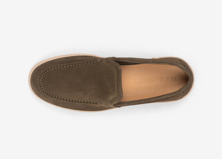 Mocassino di ispirazione espadrillas verde oliva