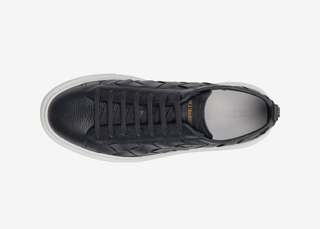 Sneaker in vitello granato intrecciato blu