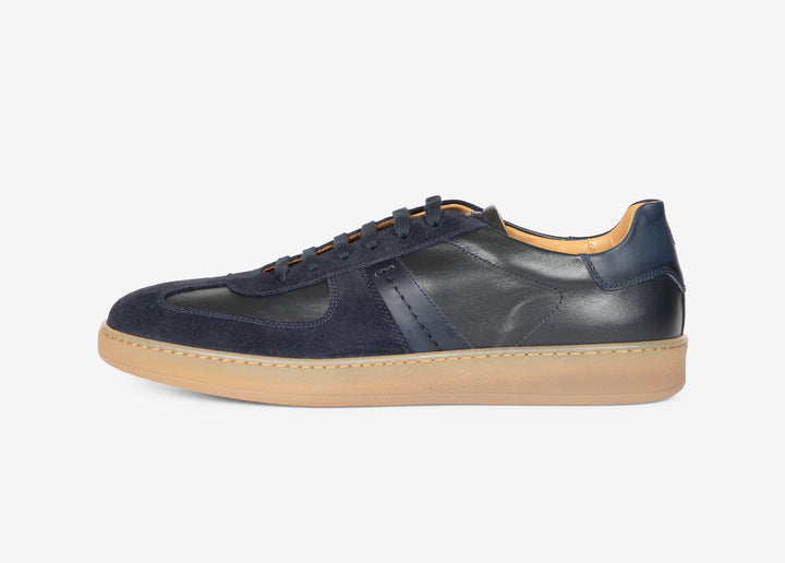 Blue suede and nappa sneakers