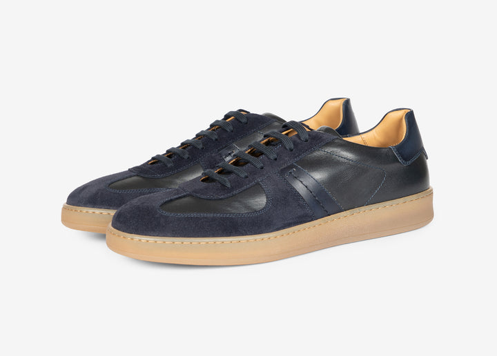 Blue suede and nappa sneakers