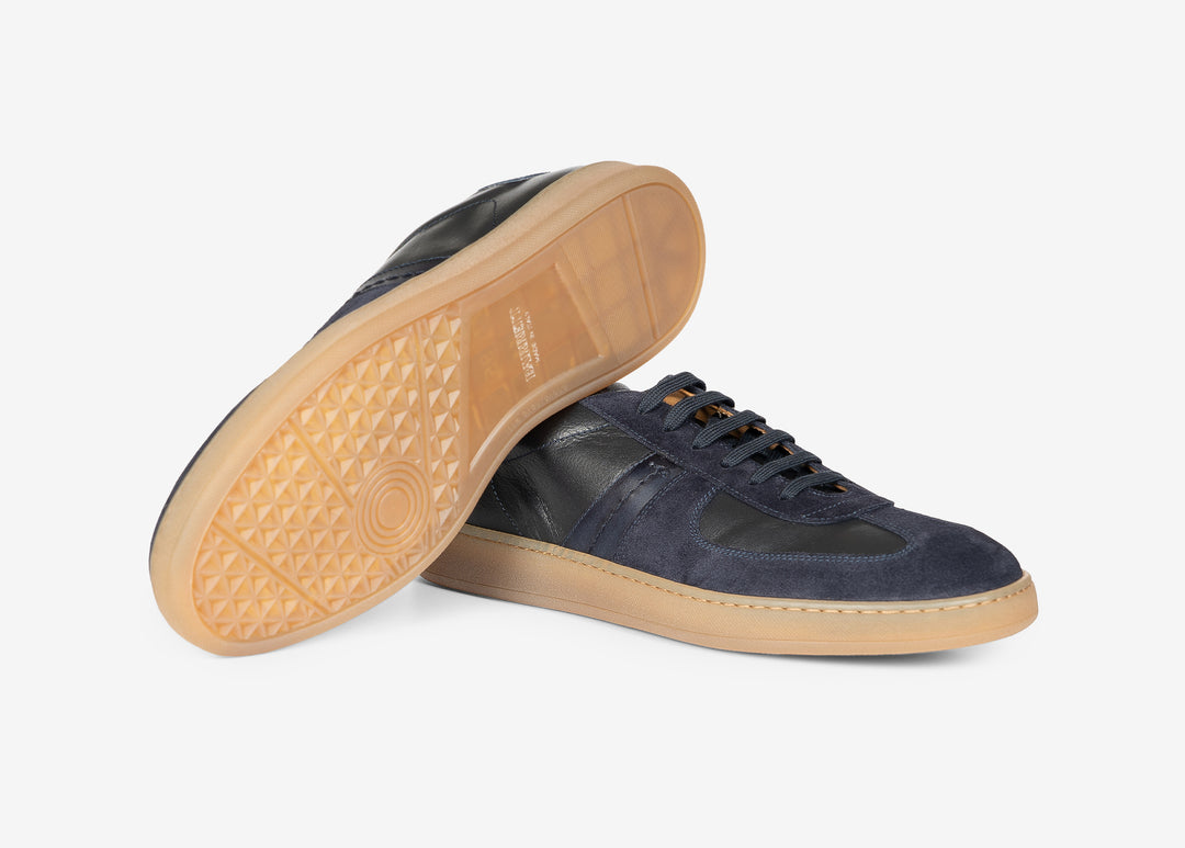 Blue suede and nappa sneakers