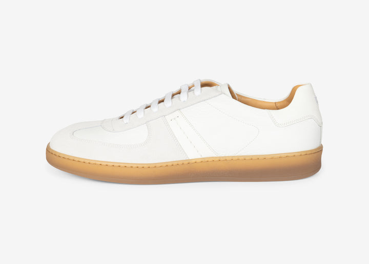 White suede and nappa sneakers