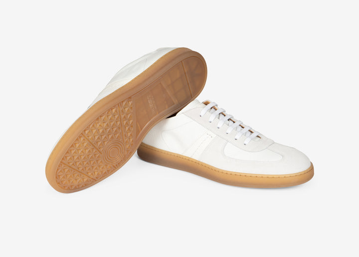 White suede and nappa sneakers