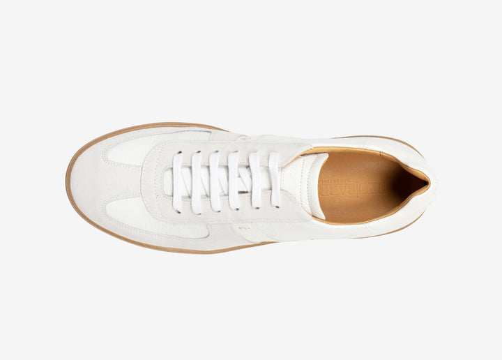 White suede and nappa sneakers
