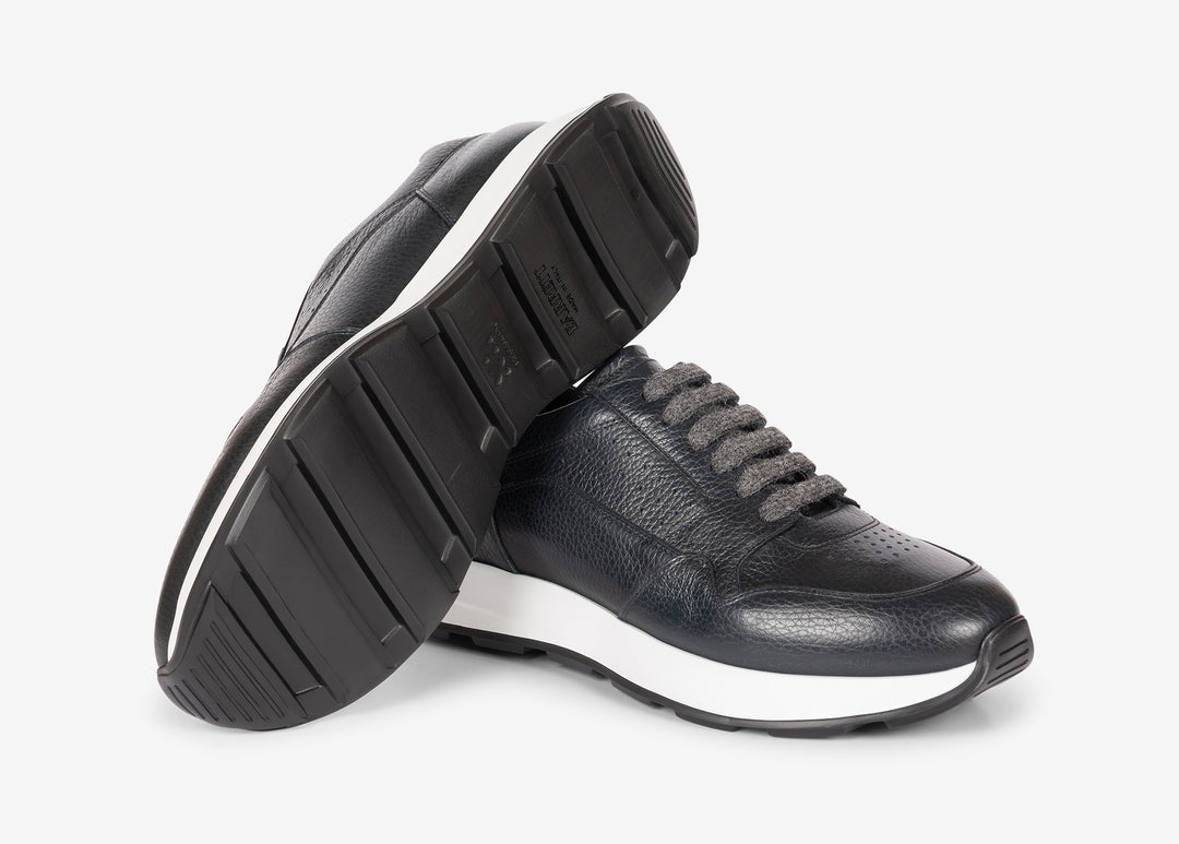 Running sneaker in vitello bottalato blu