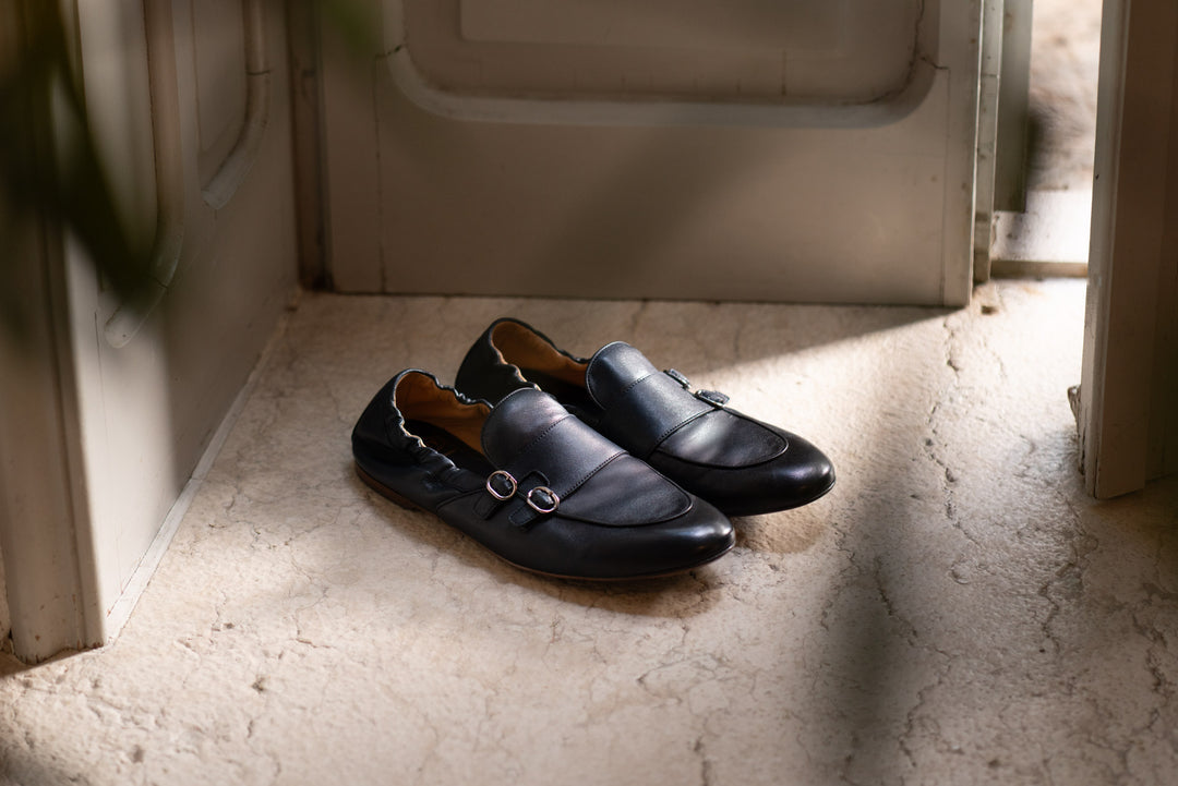 Slip-on in nappa blu