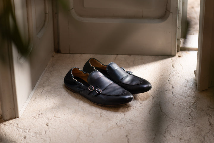 Slip-on in nappa blu