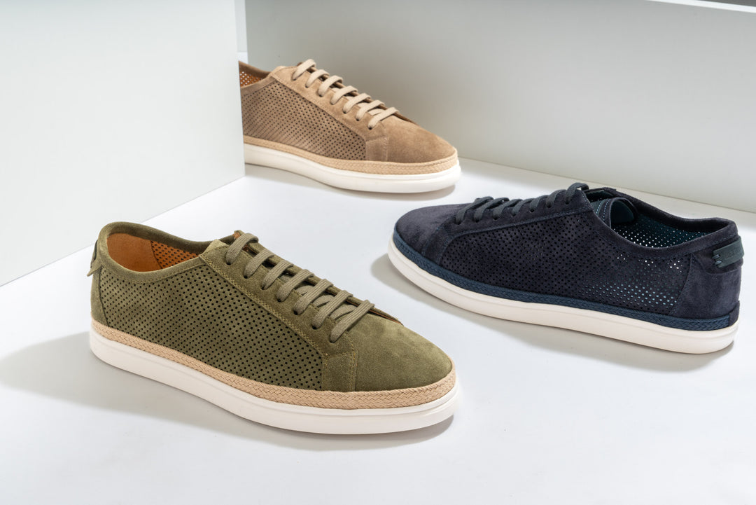 Green suede sneakers