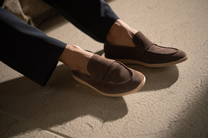 Mocassino in suede marrone