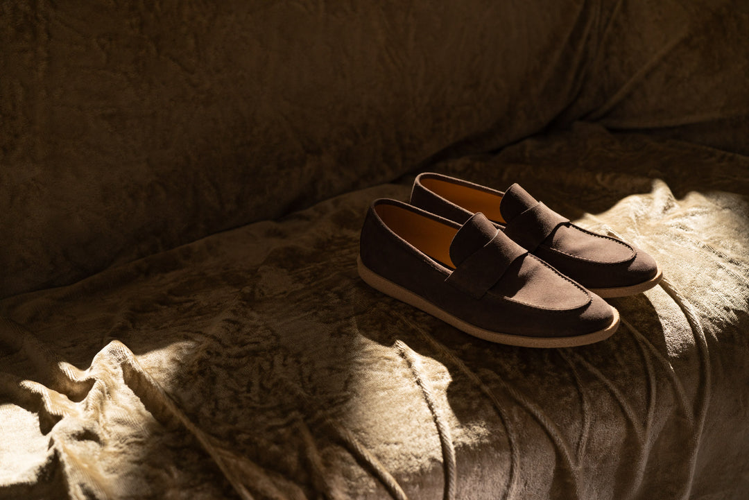 Mocassino in suede marrone