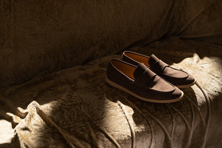 Mocassino in suede marrone