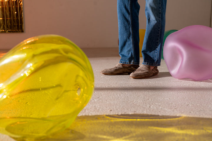 Chausson élastique en suède beige