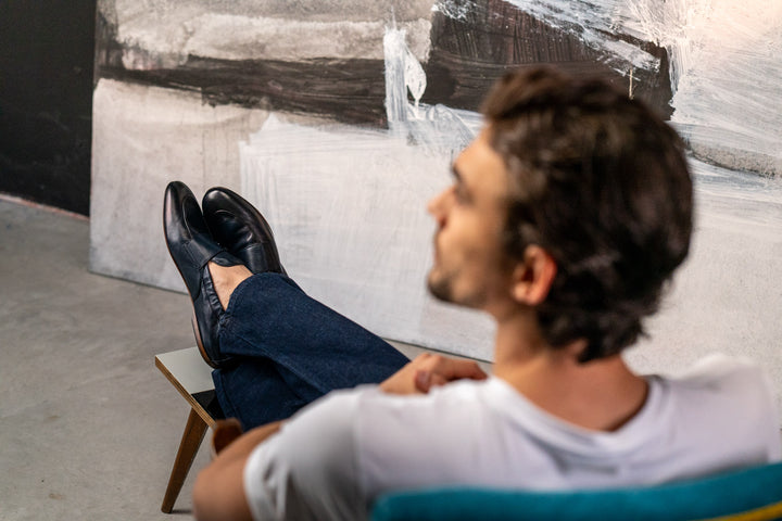 Slip-on in nappa blu