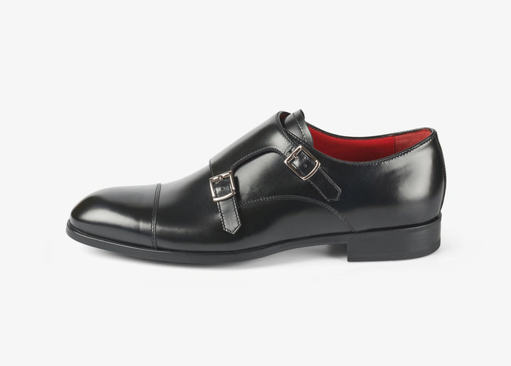 Chaussures double boucle avec pointe en cuir