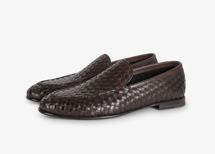 Brown woven loafer