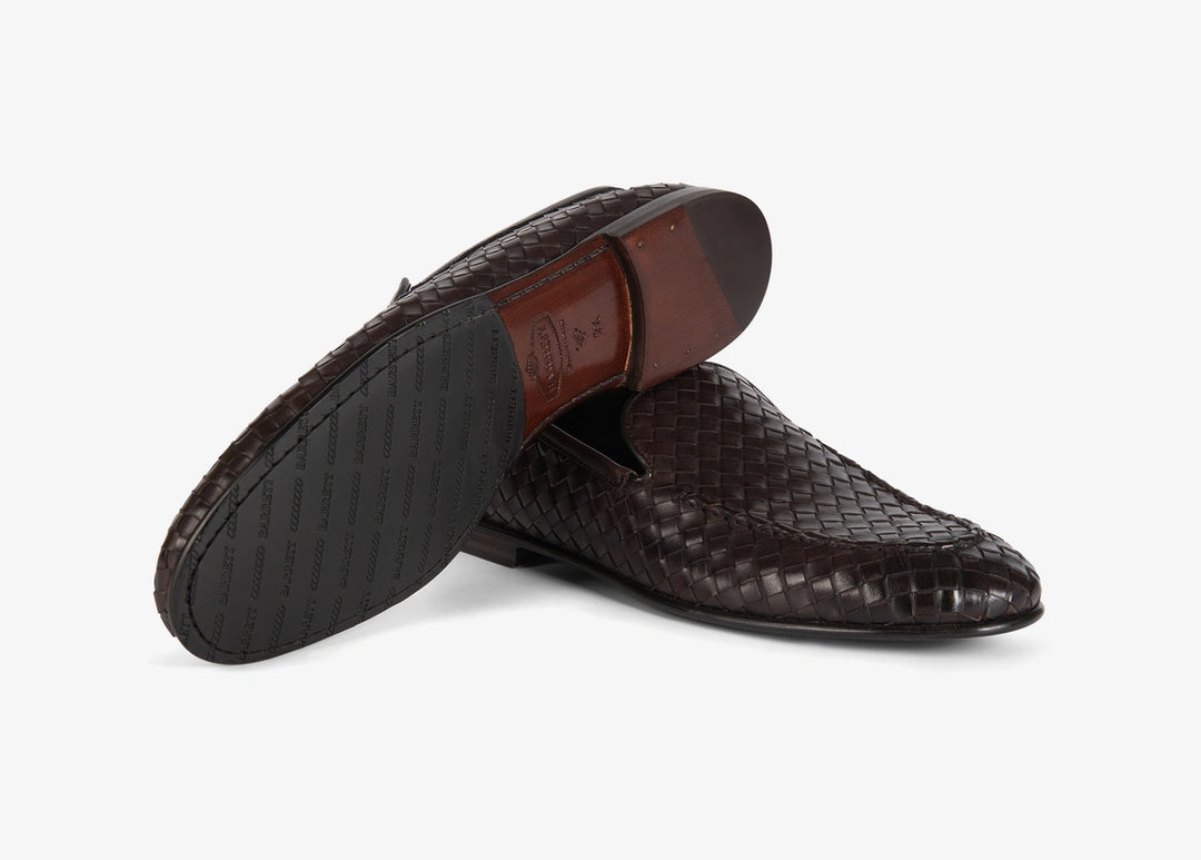 Brown woven loafer