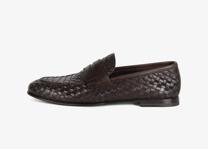 Brown woven loafer with band