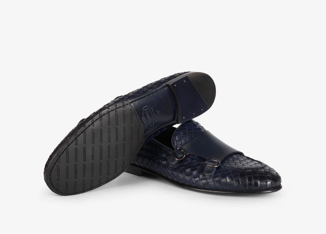 Mocassin à double boucle en cuir tressé