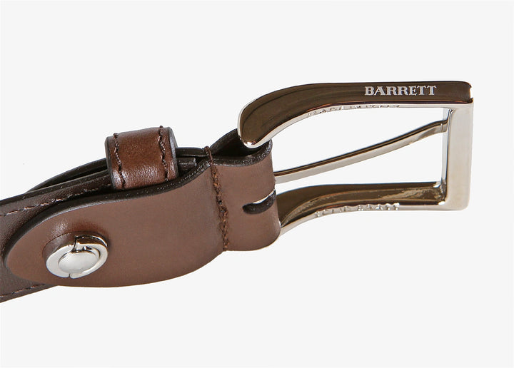 Ceinture réglable en veau marron foncé avec coutures