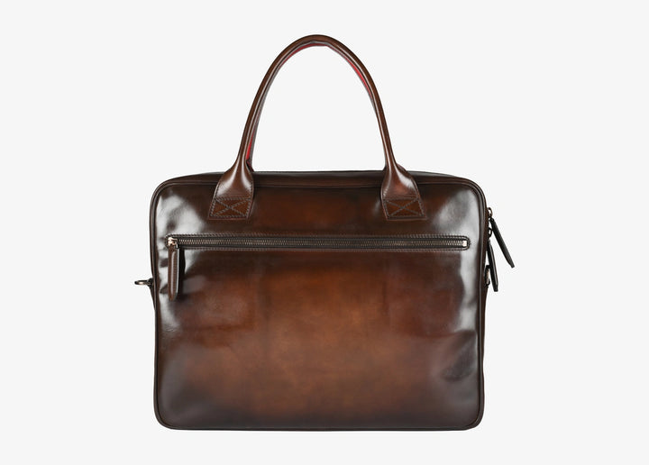Aged leather business bag