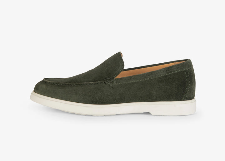 Mocassino con vaschetta in suede verde