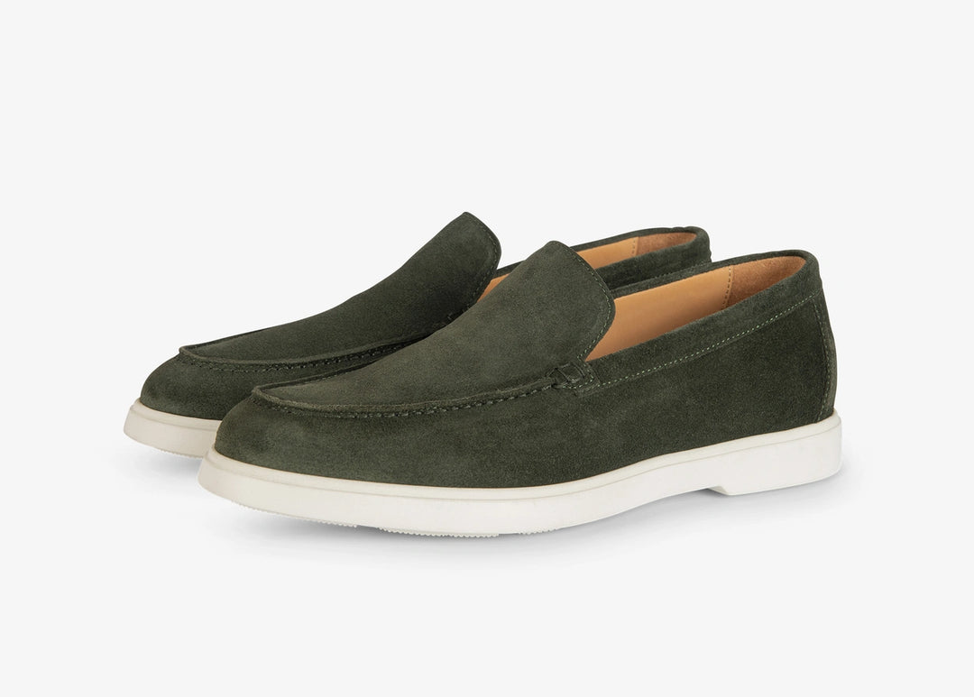 Mocassino con vaschetta in suede verde