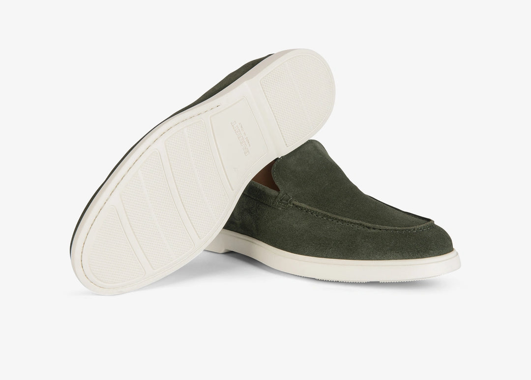 Mocassino con vaschetta in suede verde