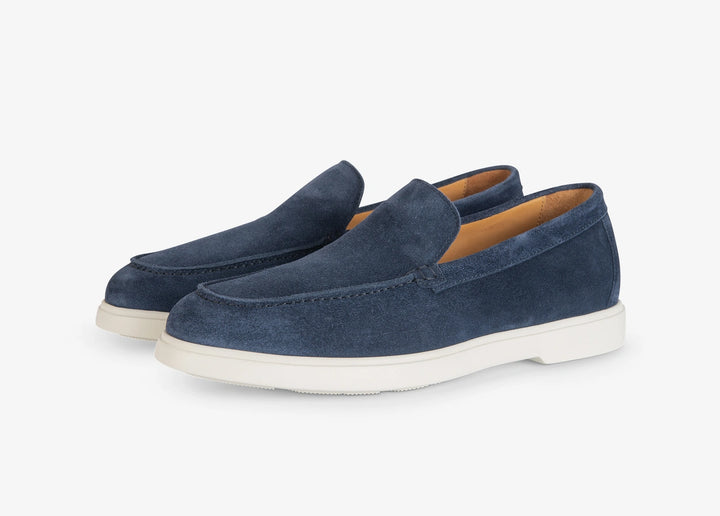 Mocassin en suede bleu