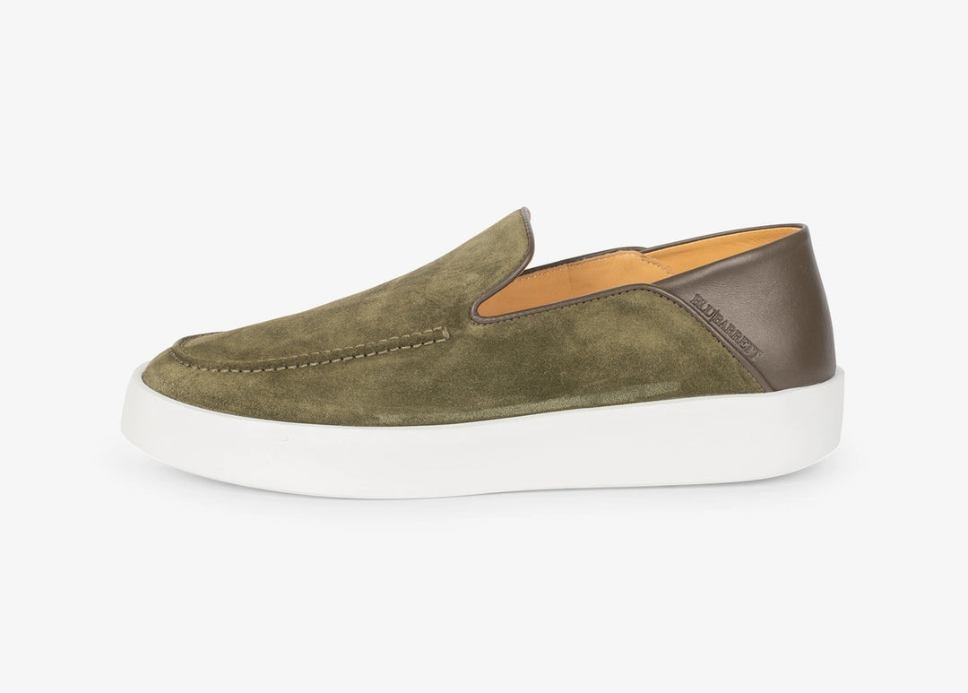 Slip-on sneaker in suede e pelle verde