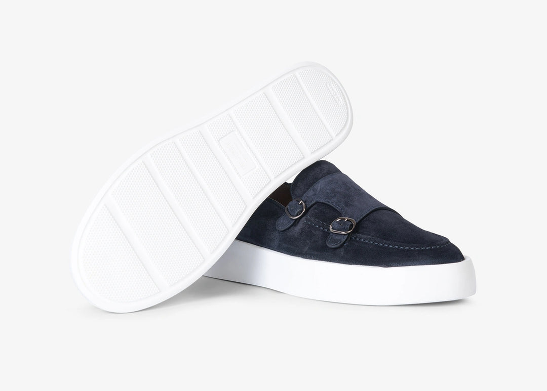 Slip-on doppia fibbia in suede blu