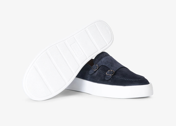 Slip-on doppia fibbia in suede blu