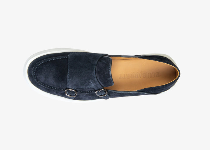 Slip-on doppia fibbia in suede blu