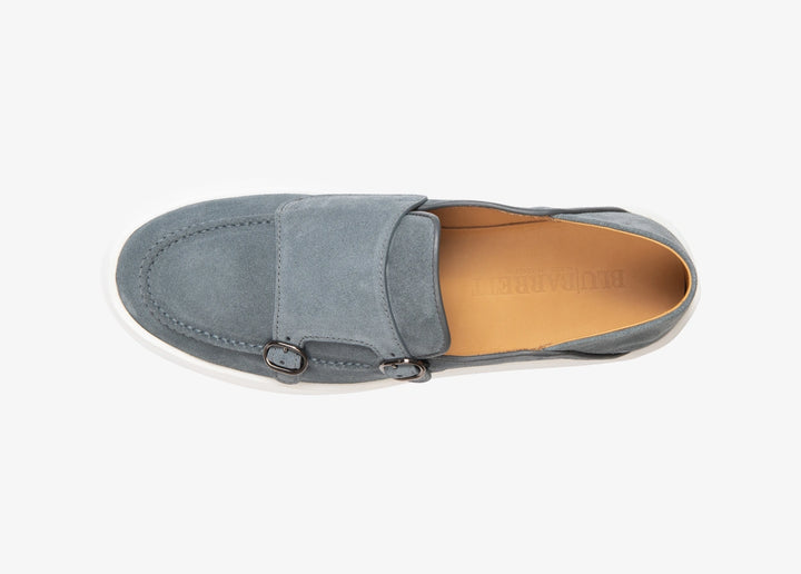 Babouche à double boucle en suède gris