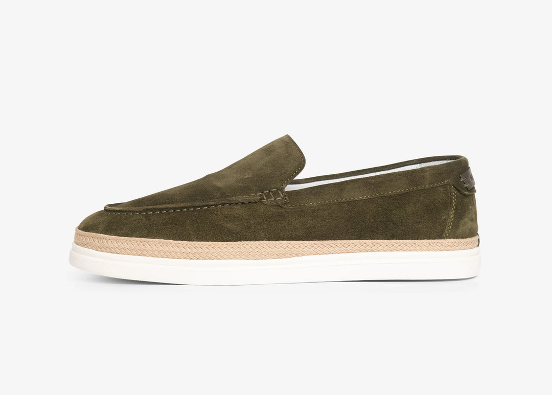Green moccasin in suede