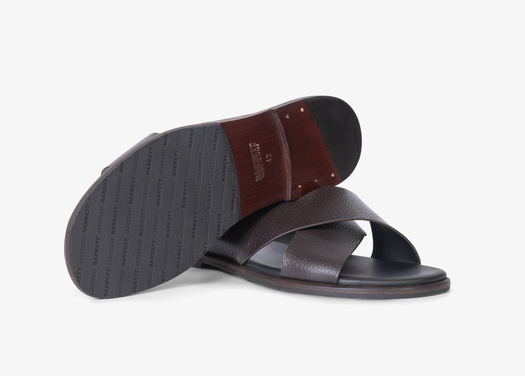 Dark brown sandal with woven straps